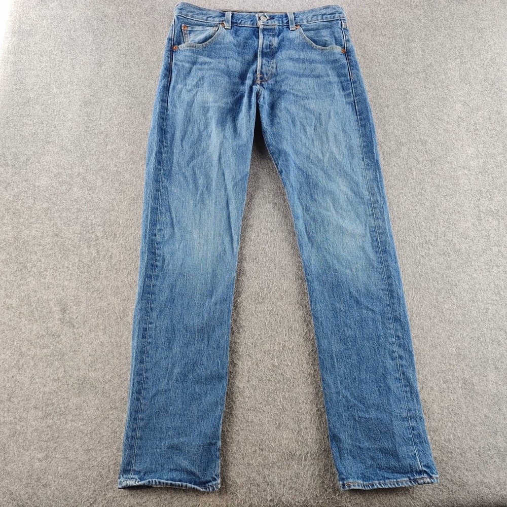 Levis 501 Original Fit Jeans Mens 29x30 Blue Denim Straight Leg Button Fly